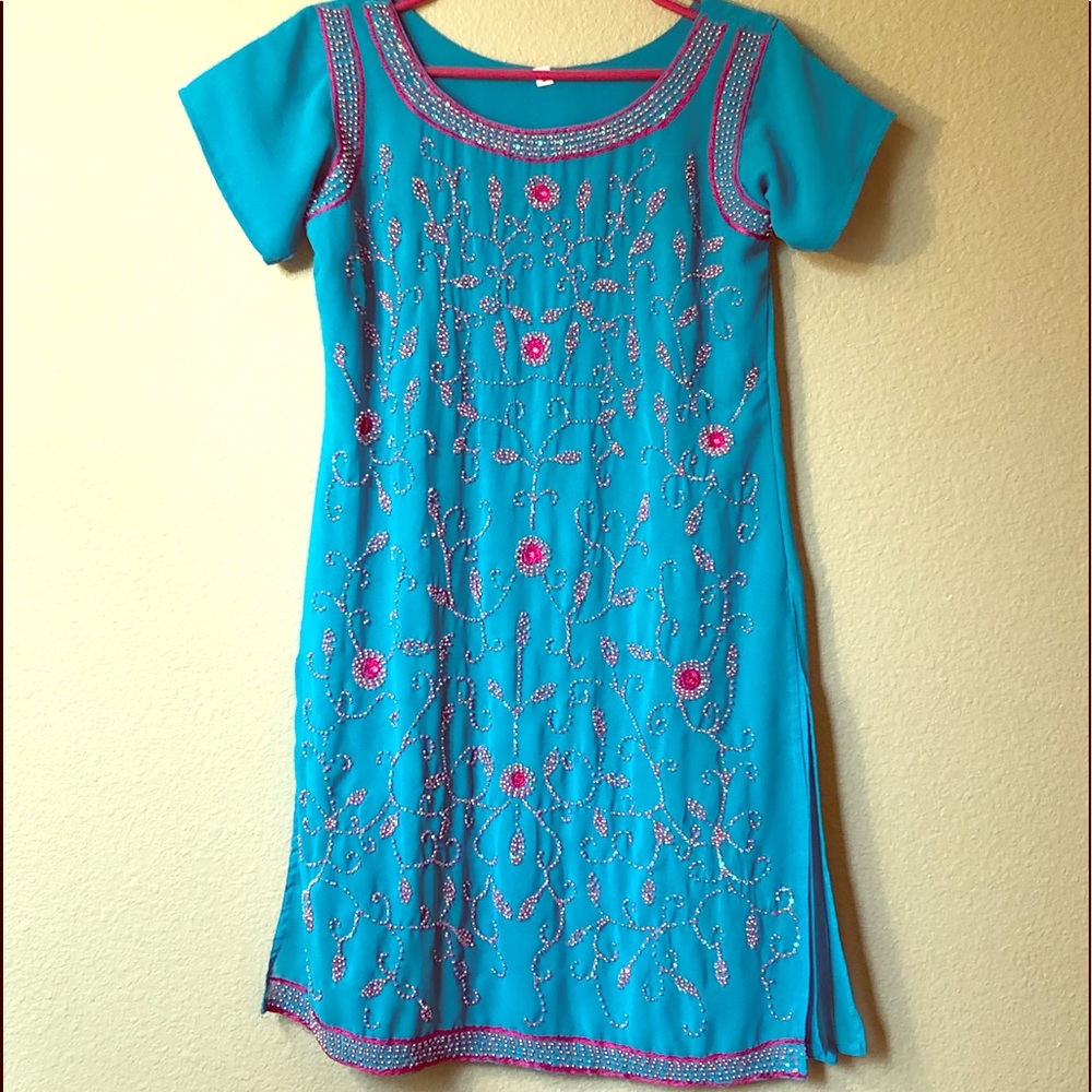 Silk beaded tunic from India